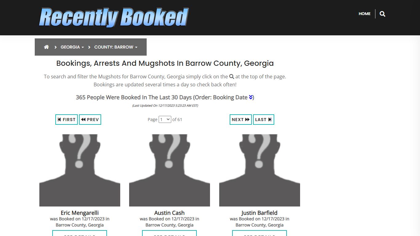 Recent bookings, Arrests, Mugshots in Barrow County, Georgia